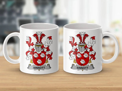Sinnott Family Crest Historical Emblem Shield Mug - Celtic Ancestry Gifts