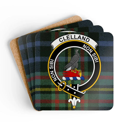 Traditional Clelland Clan Crest Tartan Coaster Set product