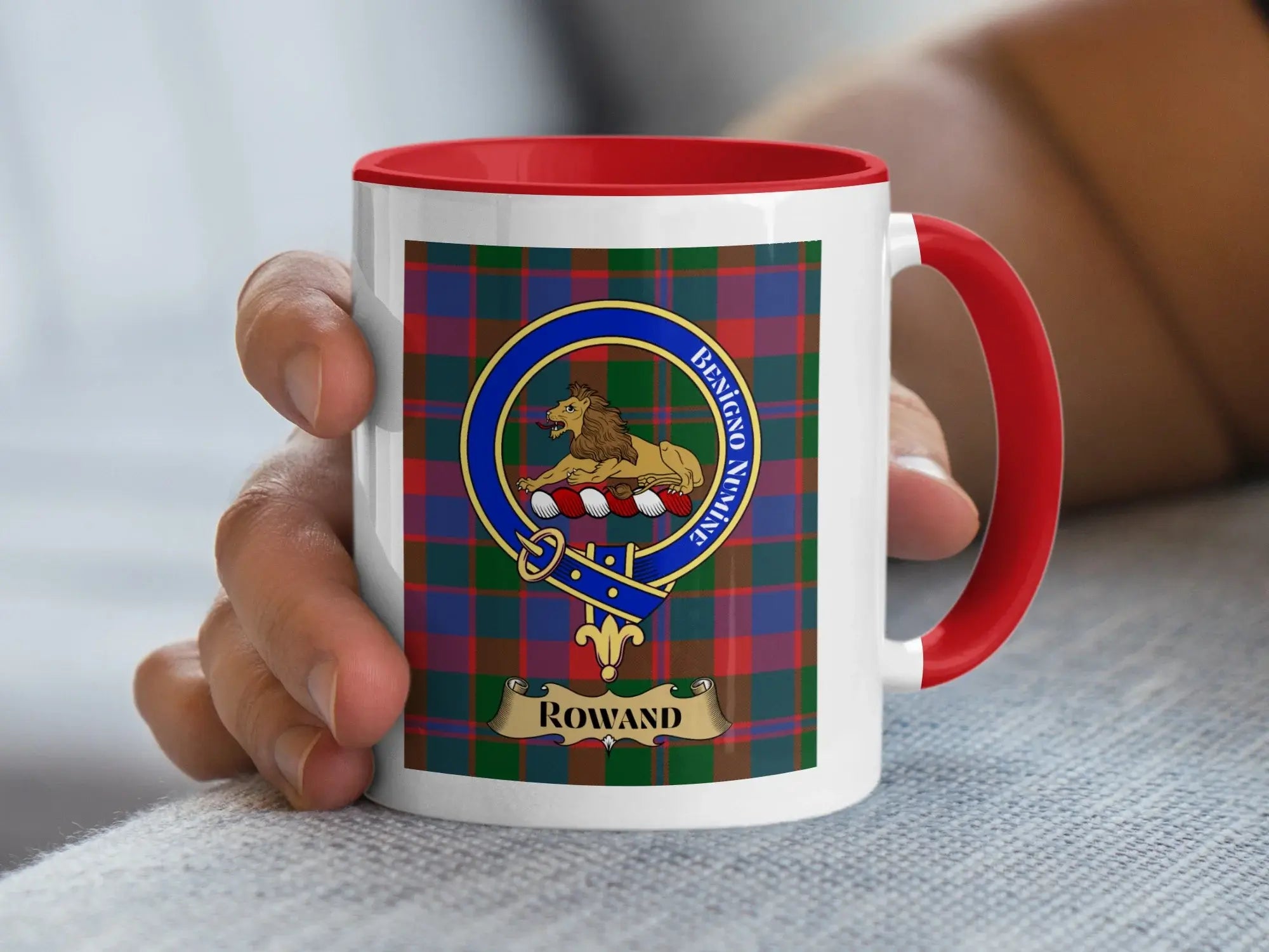 Rowan family crest ceramic mug for everyday coffee and tea