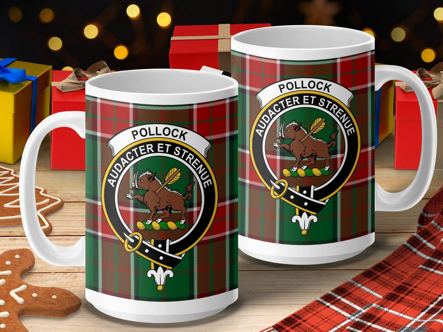 Festive Clan Crest Design Mug Pair for Holiday Gift product