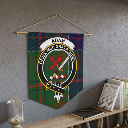 Adam Family Crest and Tartan Colors Wall Pennant - Celtic Ancestry Gifts