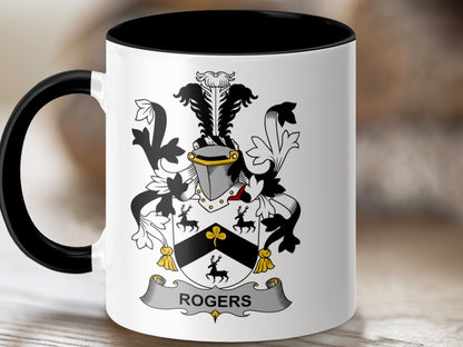 Rogers Family Crest Mug, Coat of Arms Mug, Heraldic Mug, Ancestral Mug - Living Stone Gifts