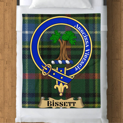 Bissett Clan Crest Scottish Tartan Throw Blanket - Living Stone Gifts