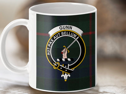 Clan Gunn Scottish Tartan Coat of Arms Crest Mug - Living Stone Gifts