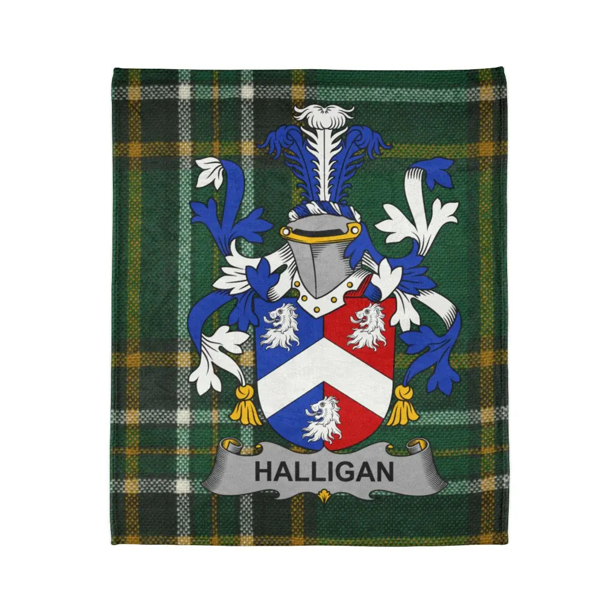 Halligan Coat of Arms Family Crest Plaid Blanket product