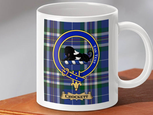 Crockett Clan Crest Mug Colorful Tartan Design product type