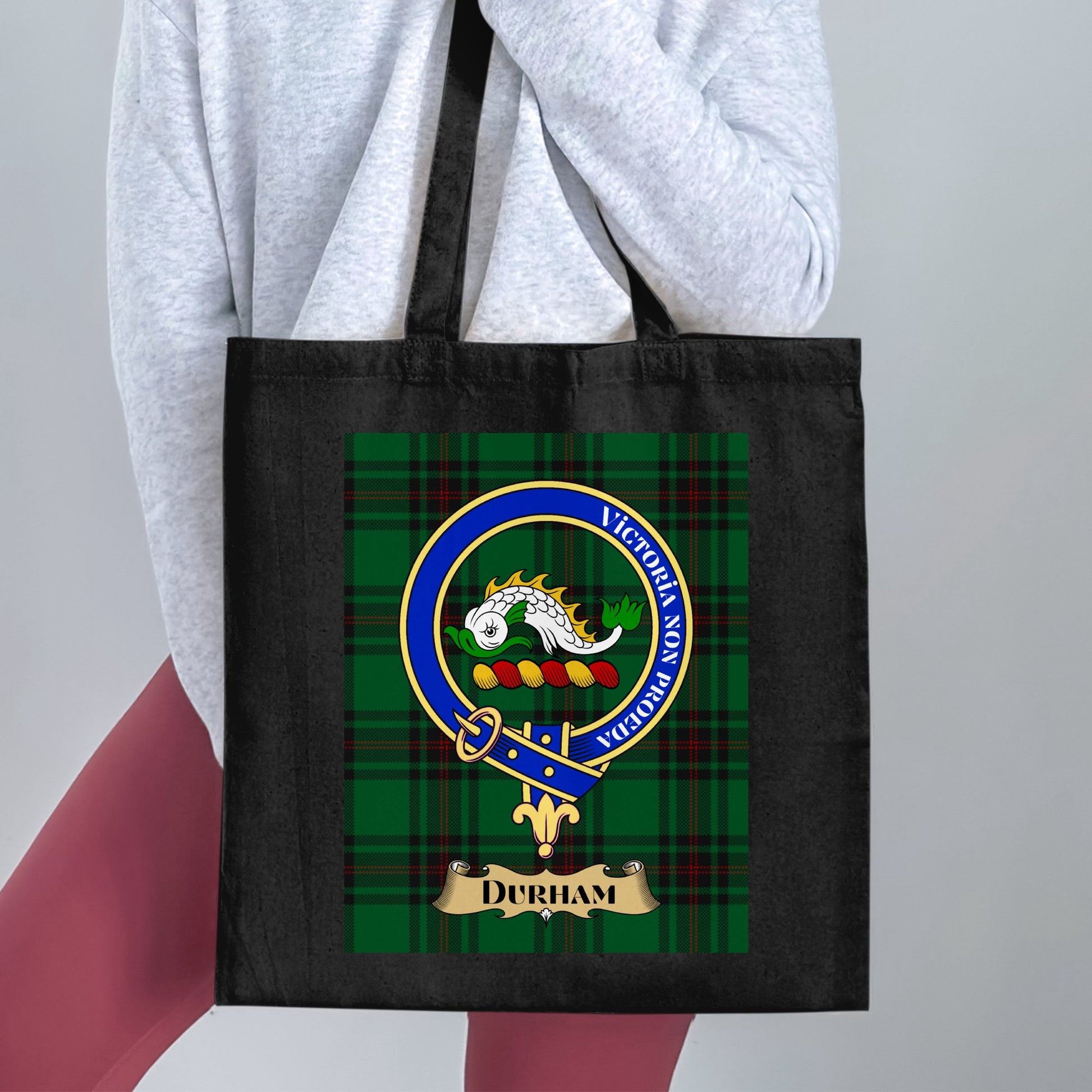 Clan Durhams Scottish Crest Tartan Tote Bag - Living Stone Gifts