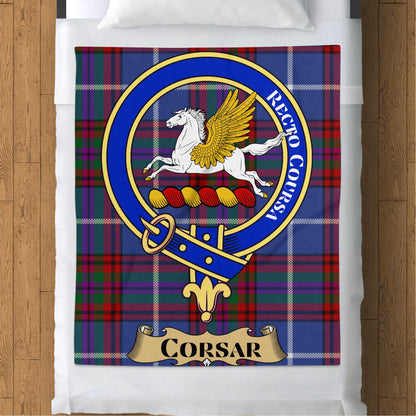 Scottish Clan Corsar Crest Tartan Throw Blanket - Living Stone Gifts