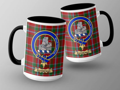 Sandeman Clan Scottish Tartan Crest Design Mug - Living Stone Gifts