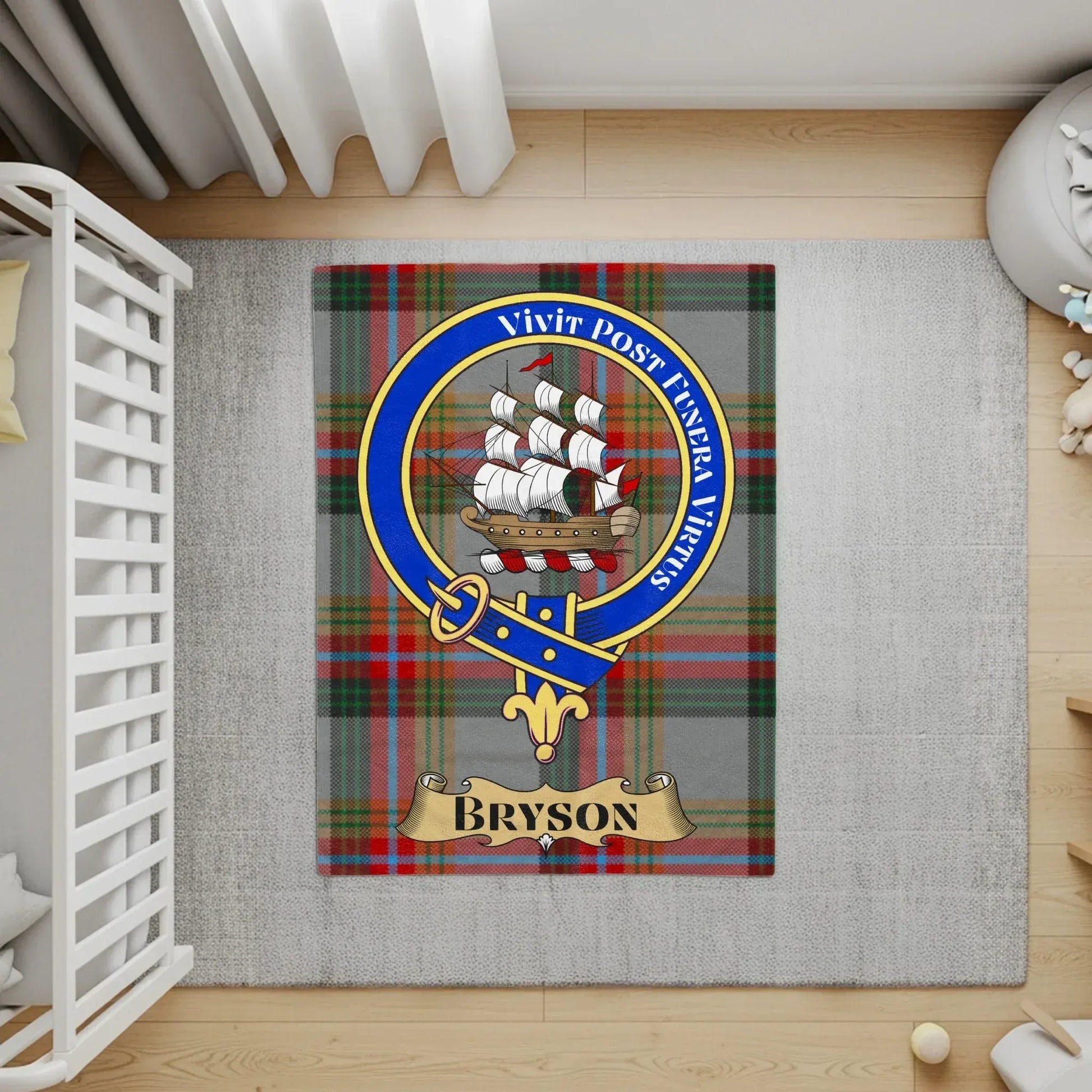 Family Crest Ship Emblem Design Nursery Rug product