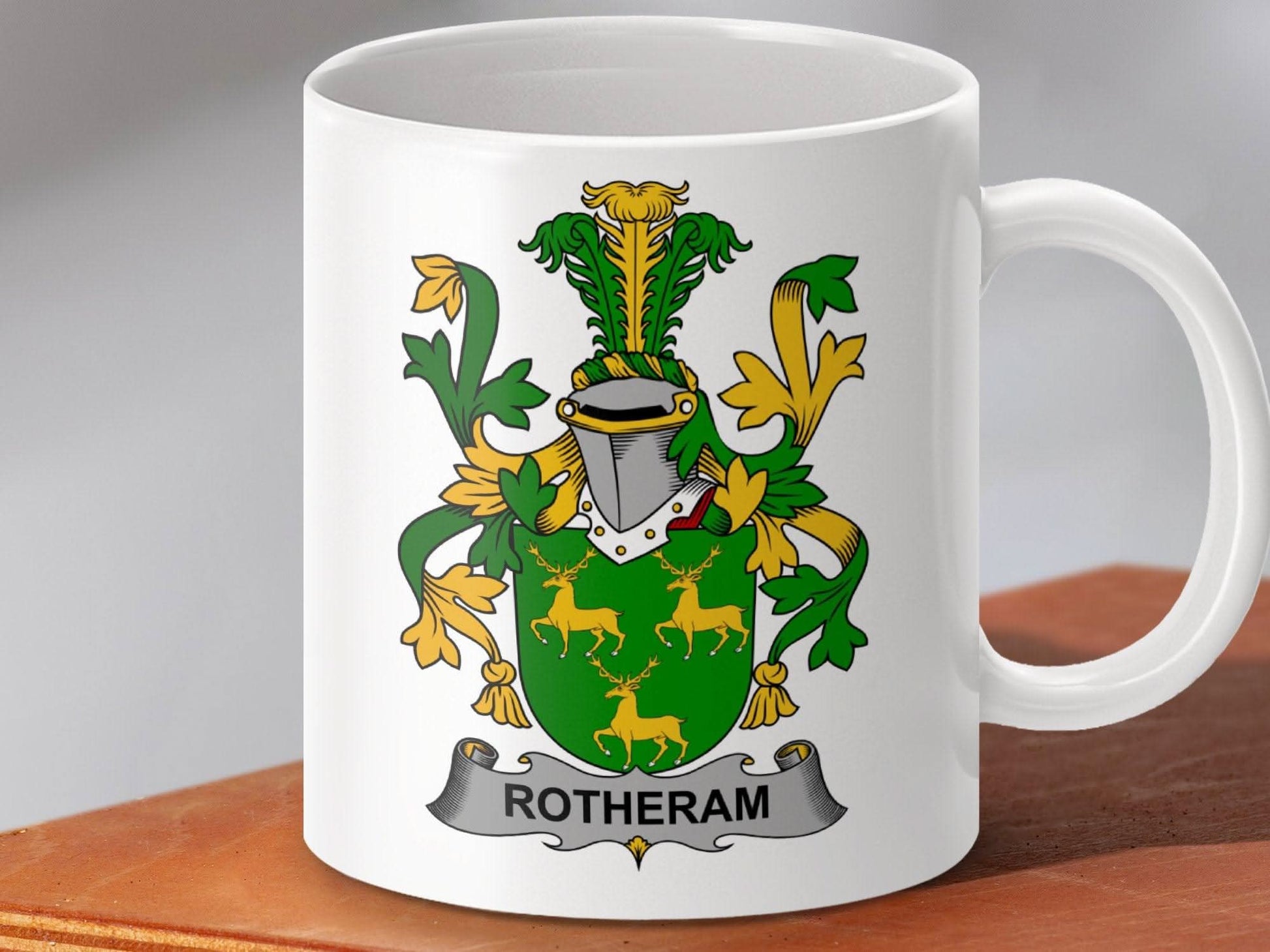 Rotheram Family Crest Coat of Arms Heraldry Mug - Celtic Ancestry Gifts