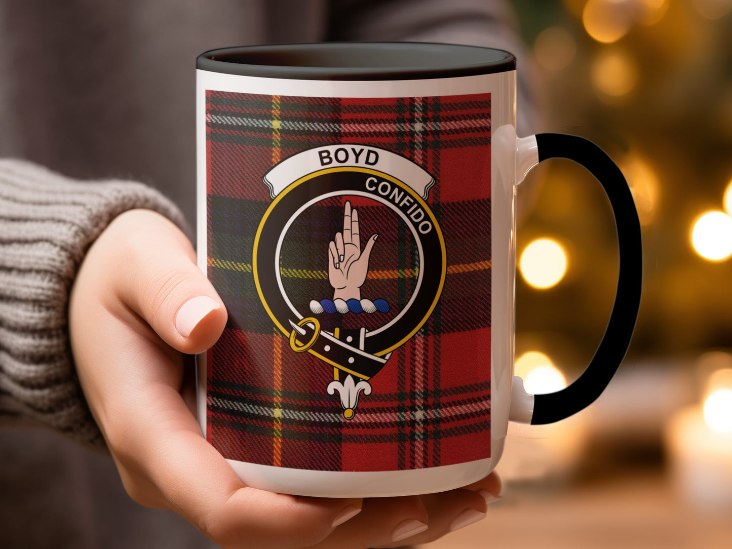 Unique Boyd Crest Red Tartan Clan Personalized Mug - Living Stone Gifts