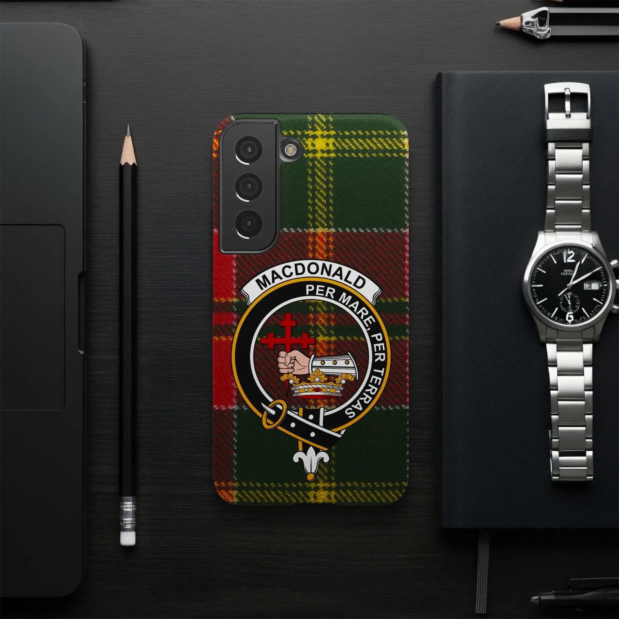 MacDonald clan tartan phone case protective cover — slim profile, precise port cutouts