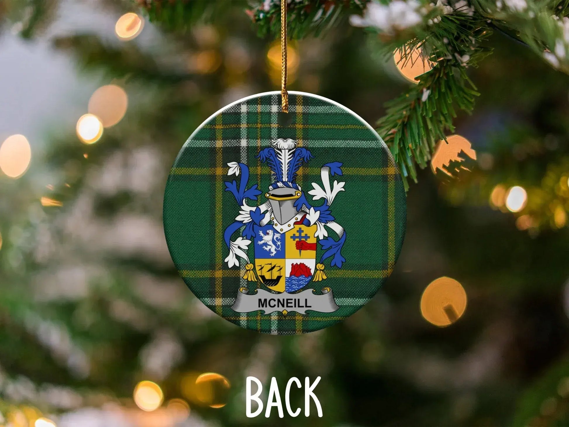 McNeill Family Crest Plaid Christmas Ornament product