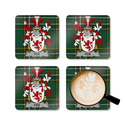 Custom Family Crest Green Plaid Drink Coasters product