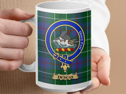 Duncan Scottish Clan Tartan Crest Patterned Mug - Living Stone Gifts