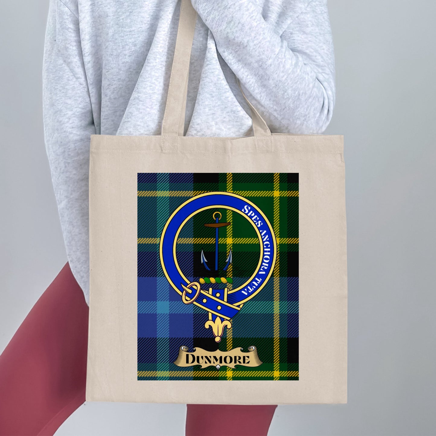 Clan Dunmore Scottish Crest Tartan Tote Bag - Living Stone Gifts