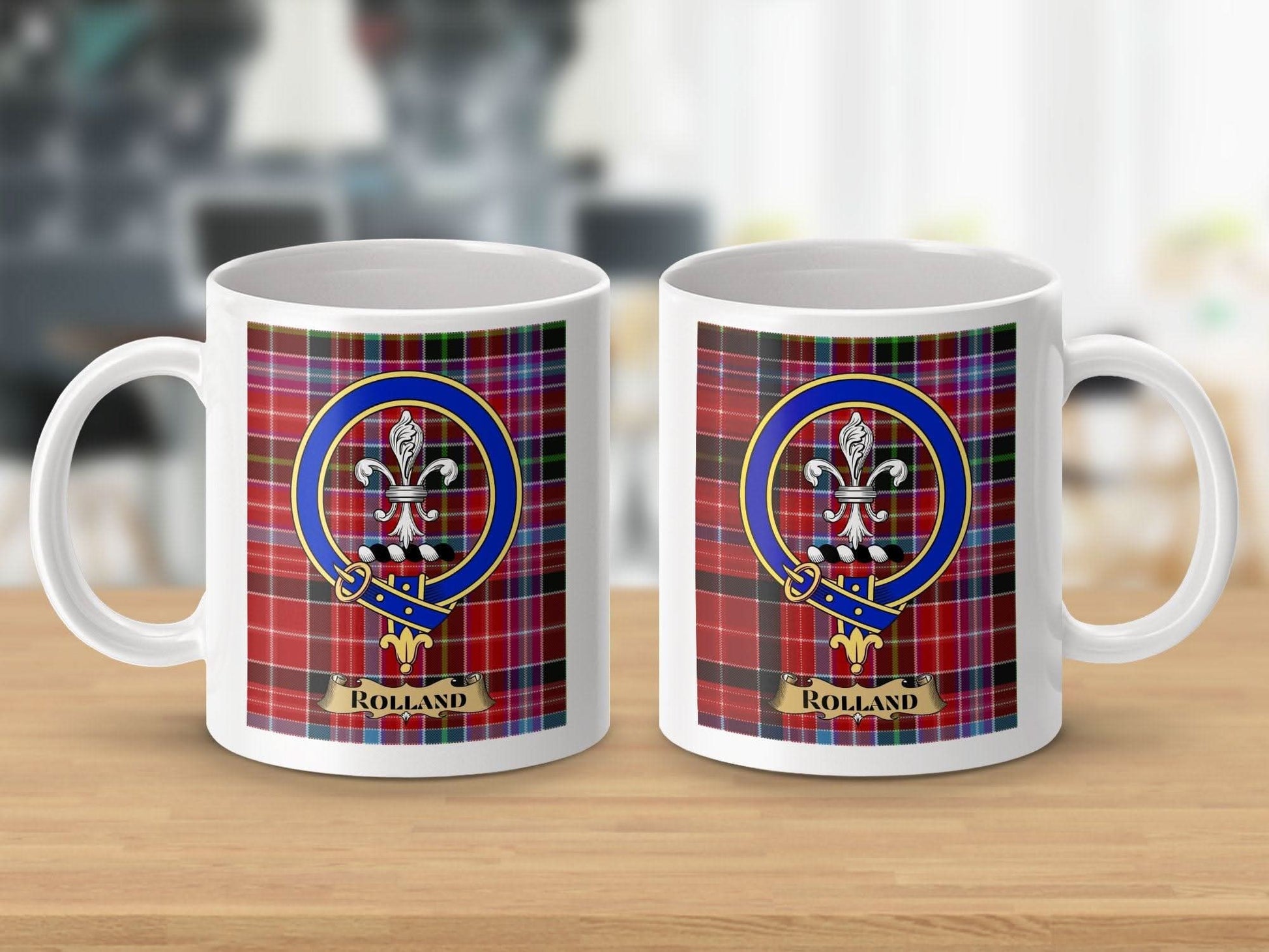 Rolland Family Crest Plaid Design Coffee Mug product