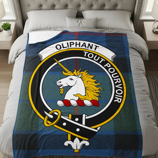 Oliphant Crest Unicorn Design on Tartan Blanket product
