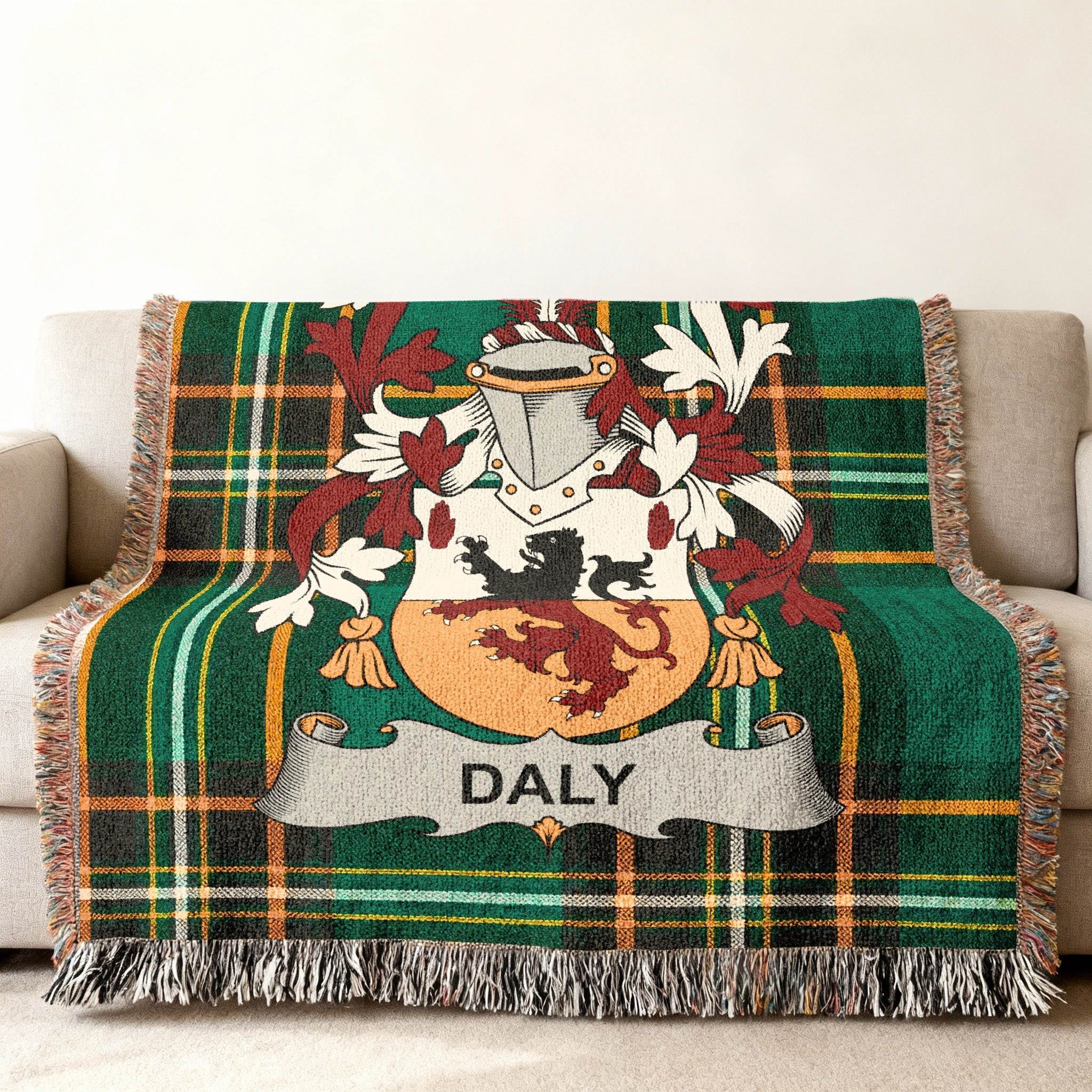 Daly Family Crest Green Plaid Tartan Throw product type