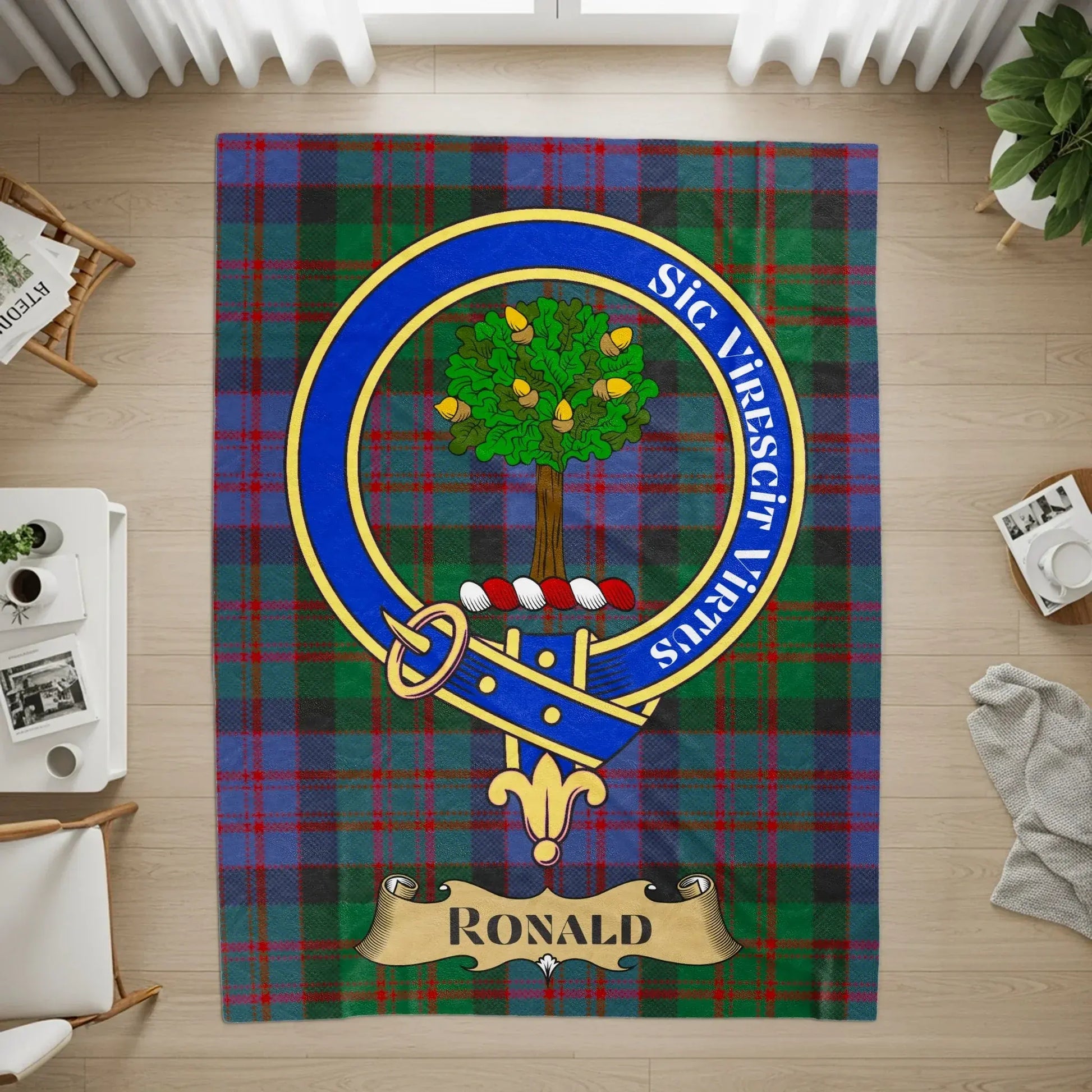 Ronald Clan Crest Plaid and Tree Design Rug product