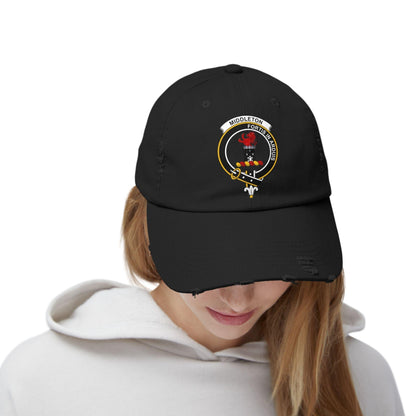 Middleton Clan Crest Scottish Distressed Baseball Cap - Celtic Ancestry Gifts