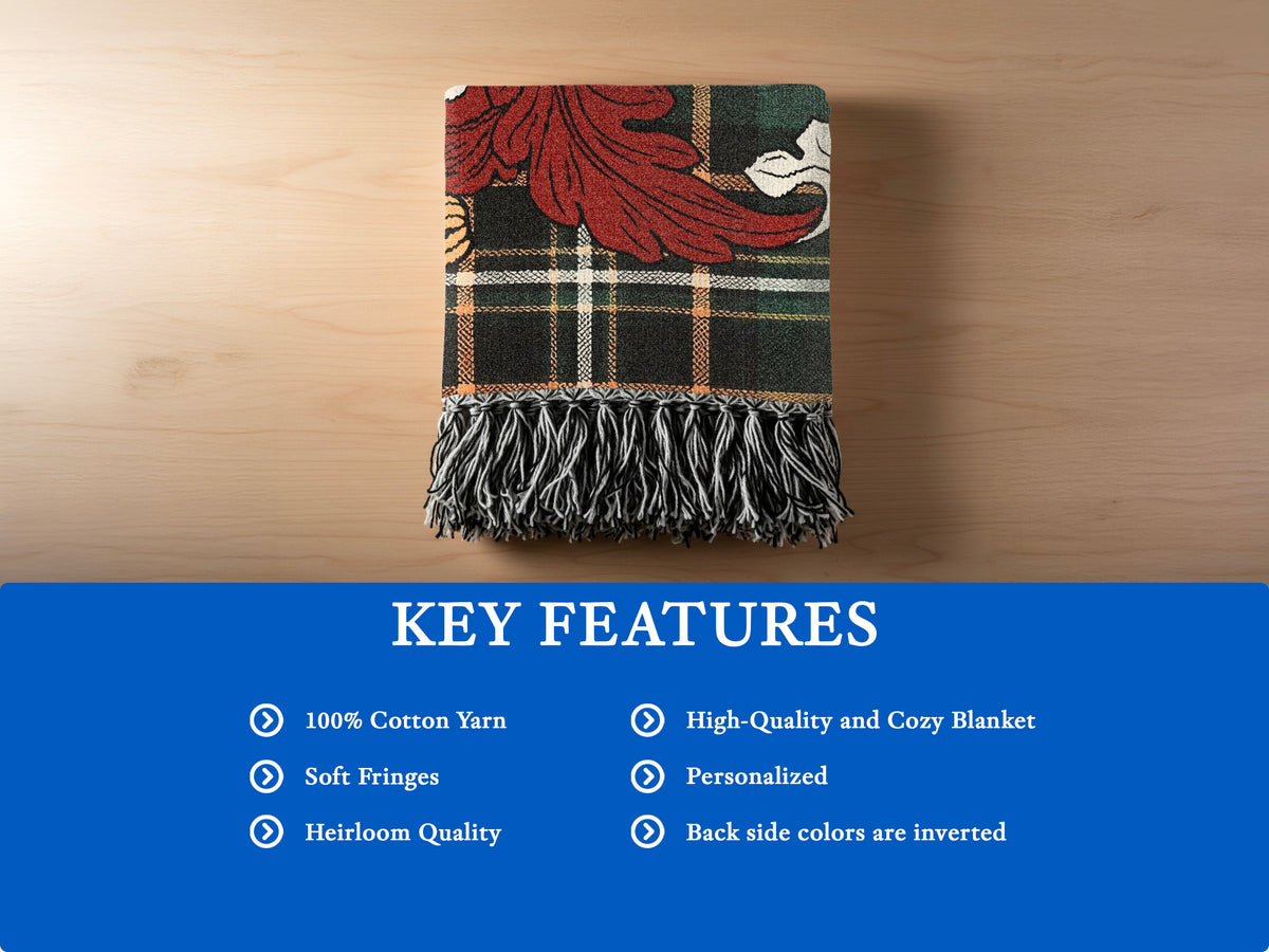 Thompson woven blanket cotton texture and decorative fringe detail