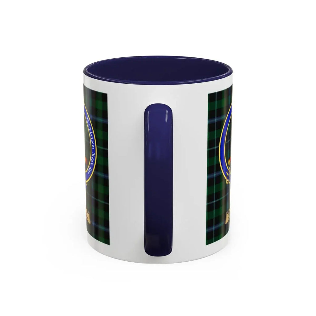 Small clan crest mug shown in 11 oz and 15 oz sizes