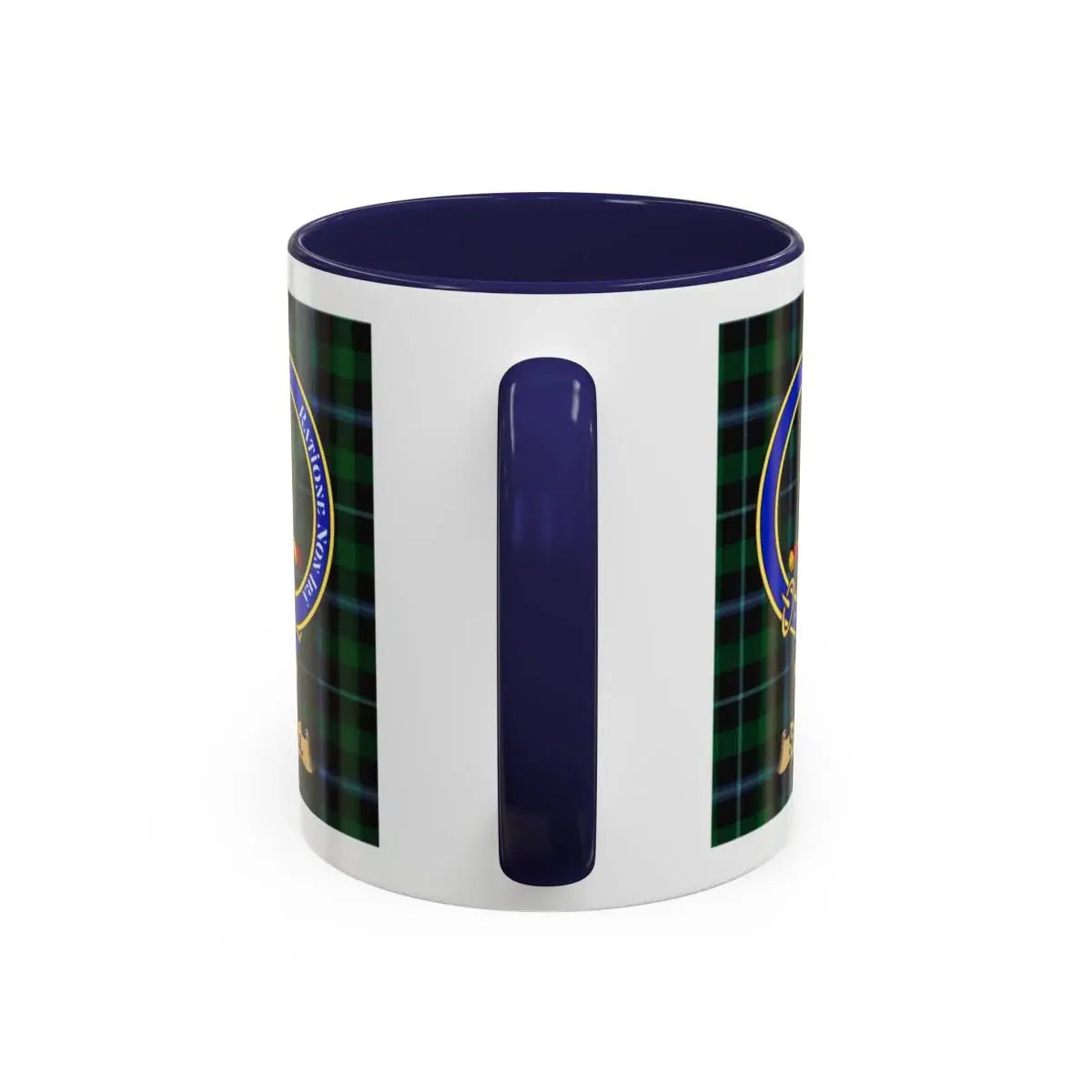 Small clan crest mug shown in 11 oz and 15 oz sizes