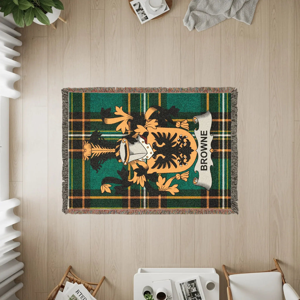 Browne Family Crest Tartan Plaid Green Design product type