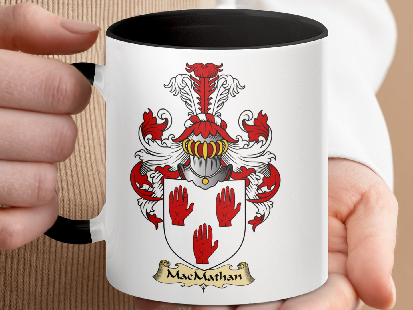 MacMathan Family Crest Heraldic Accent Coffee Mug - Living Stone Gifts