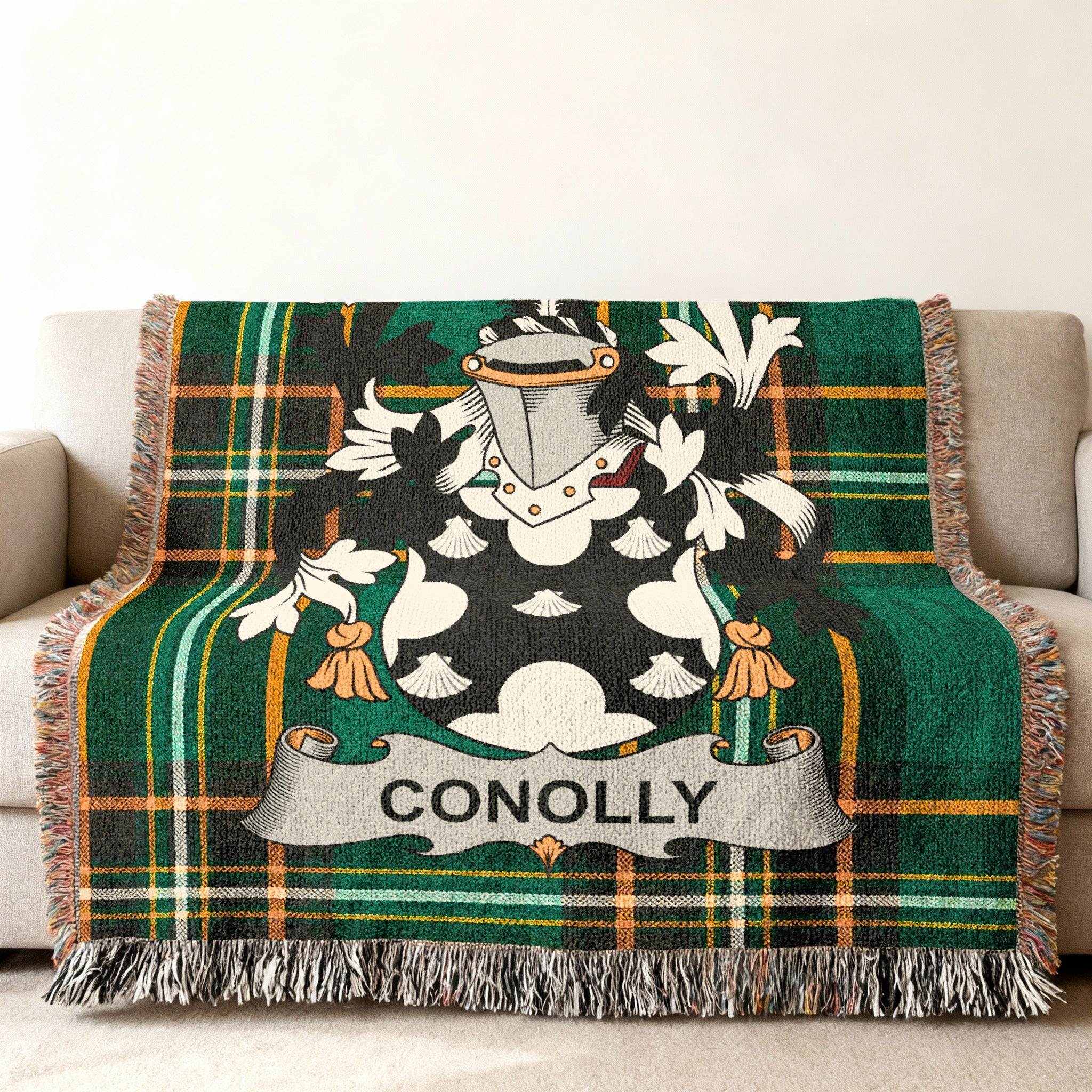 Conolly Family Crest Plaid Pattern Green Black Accent product type