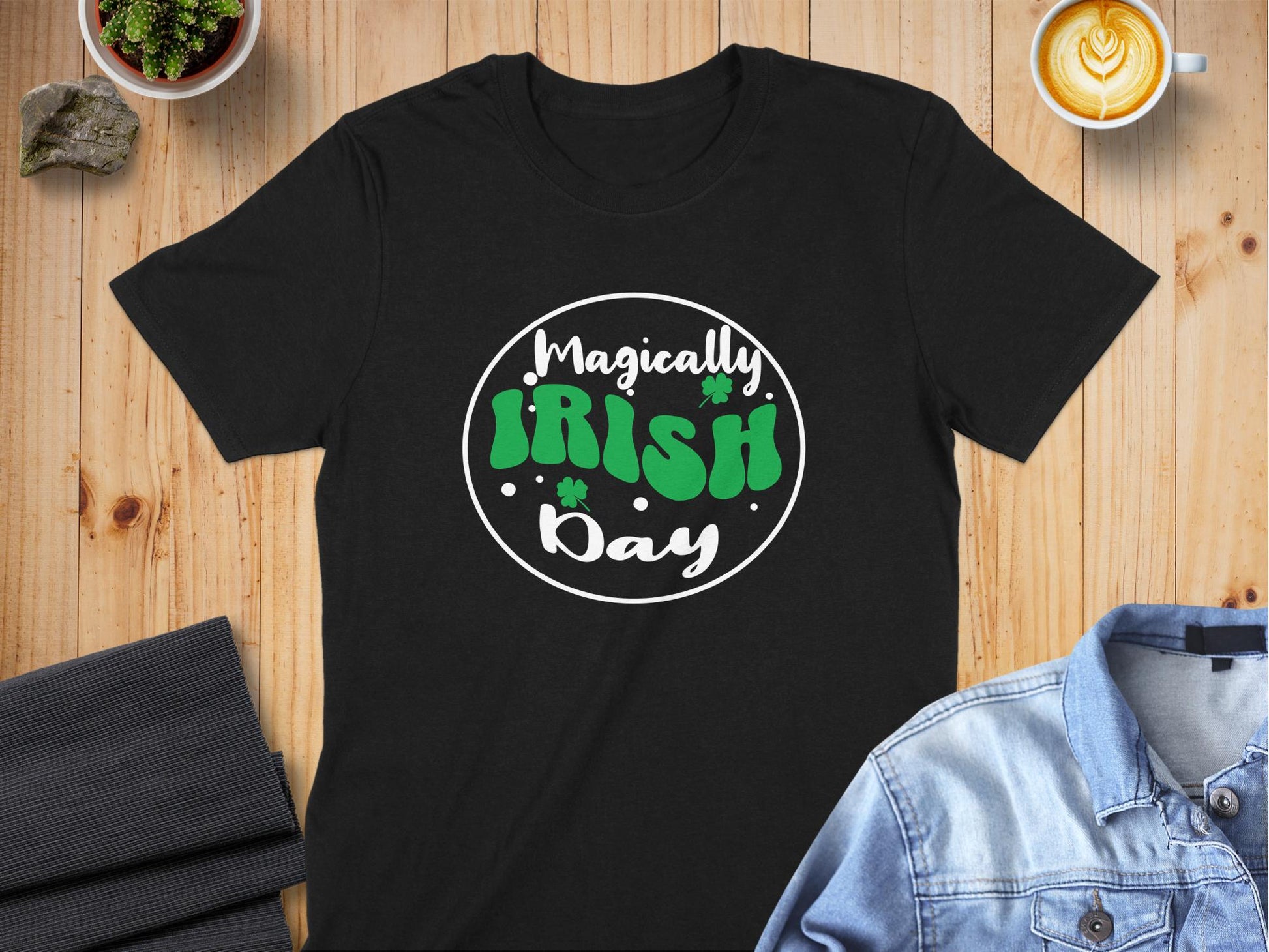 Shamrock Filled Green Irish Text Graphic T-Shirt - Living Stone Gifts