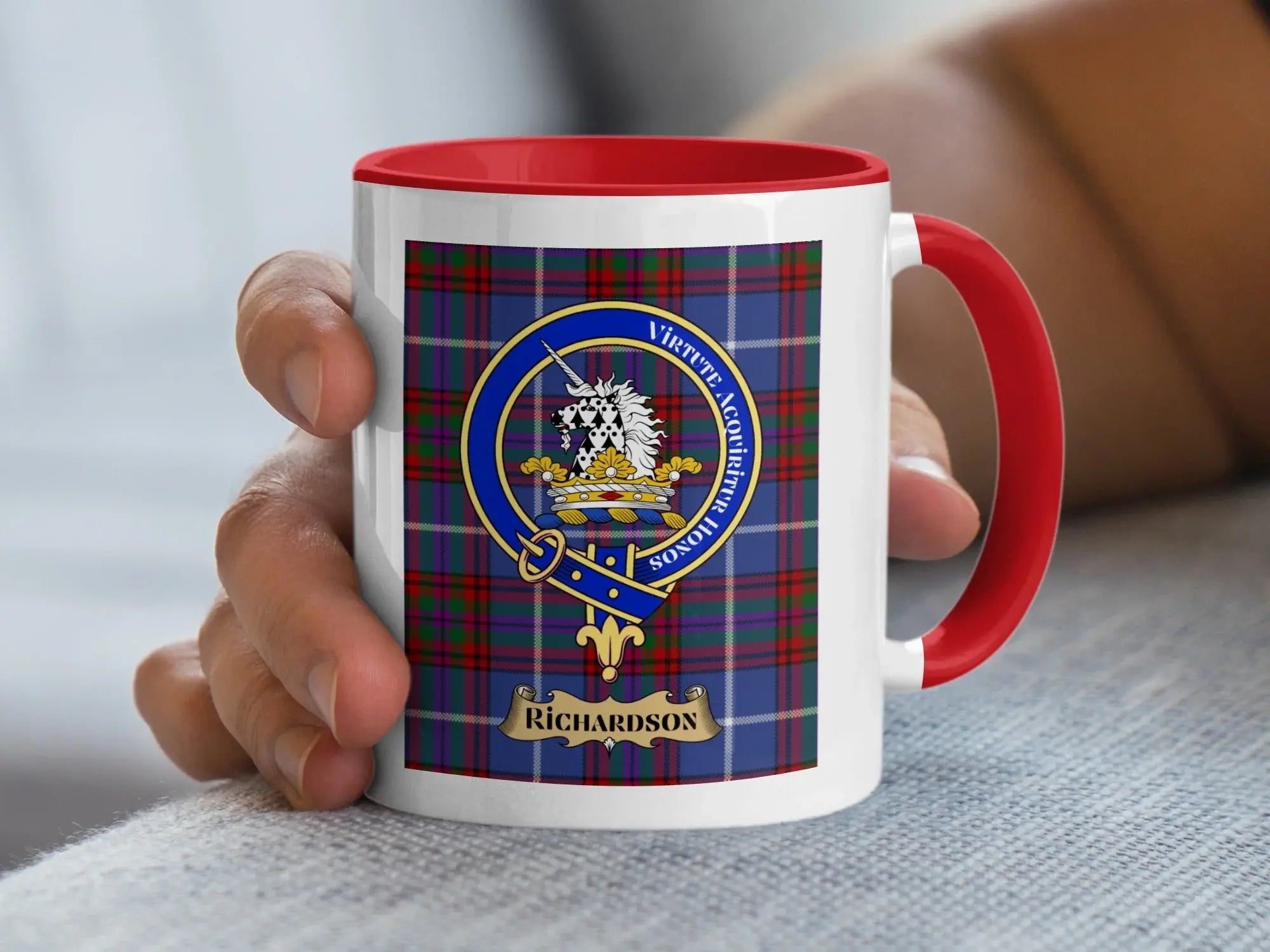 Richardson Clan Family Crest Plaid Design Coffee Mug