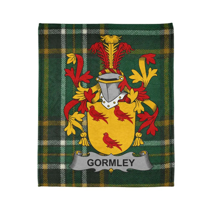 Gormley Family Crest with Tartan Plaid Design product type