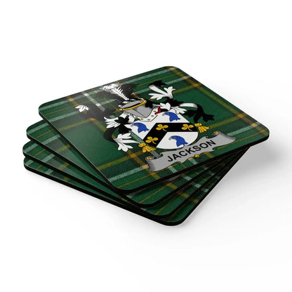 Jackson Family Crest Green Plaid Design Coaster product type