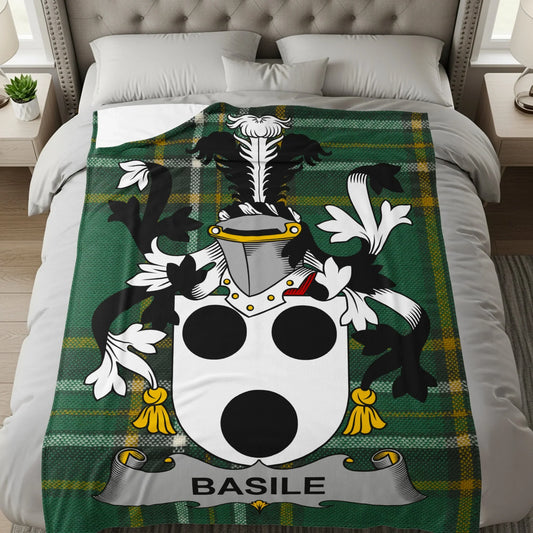 Basile Family Crest Tartan Plaid Blanket product type