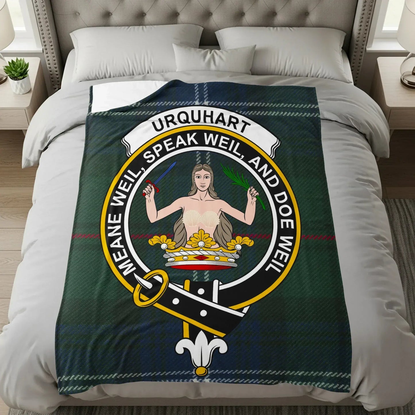 Urquhart Family Crest Plaid Bedding Blanket product