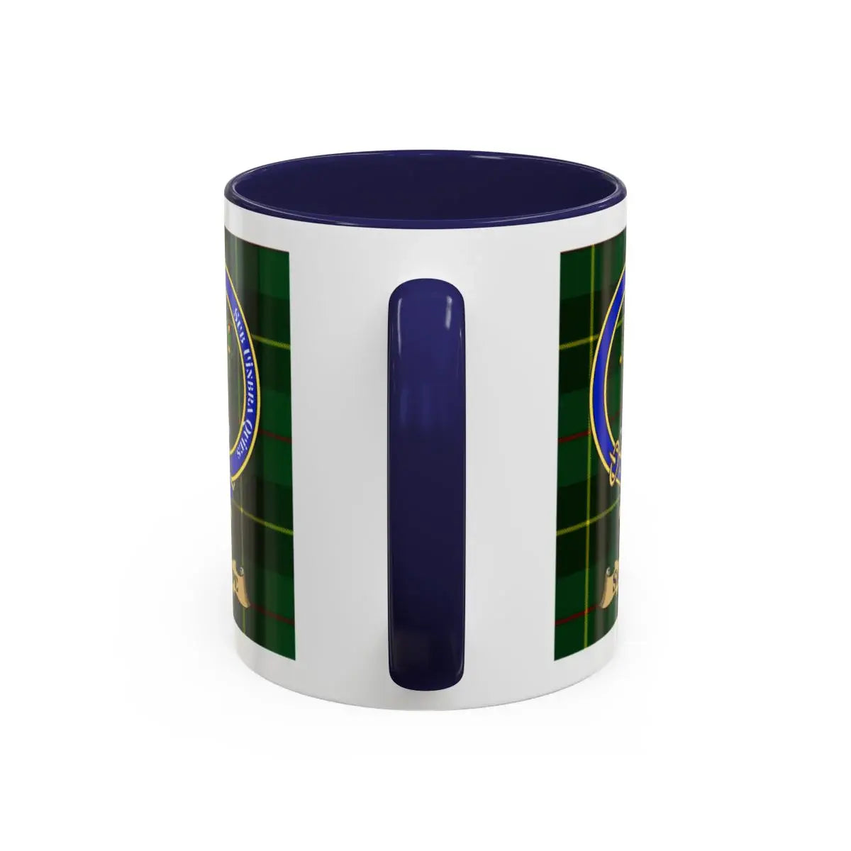 Navy Blue and Green Plaid Custom Design Mug