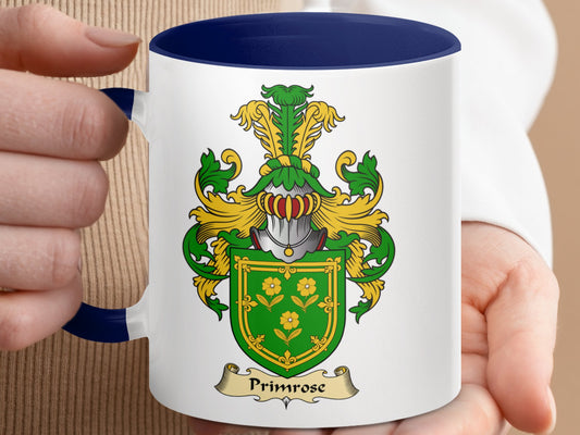 Elegant Primrose Scottish Clan Surname Coat of Arms Mug - Living Stone Gifts