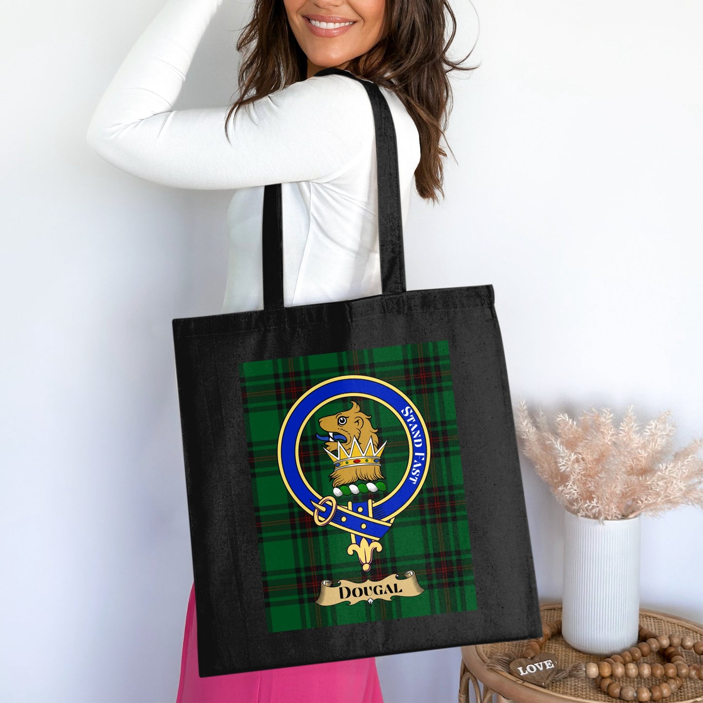 Dougal Clan Stand Fast Scottish Tartan Tote Bag - Living Stone Gifts