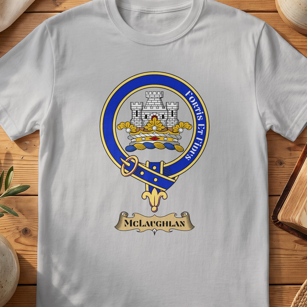 McLaughlan Scottish clan crest T-shirt in Sport Grey