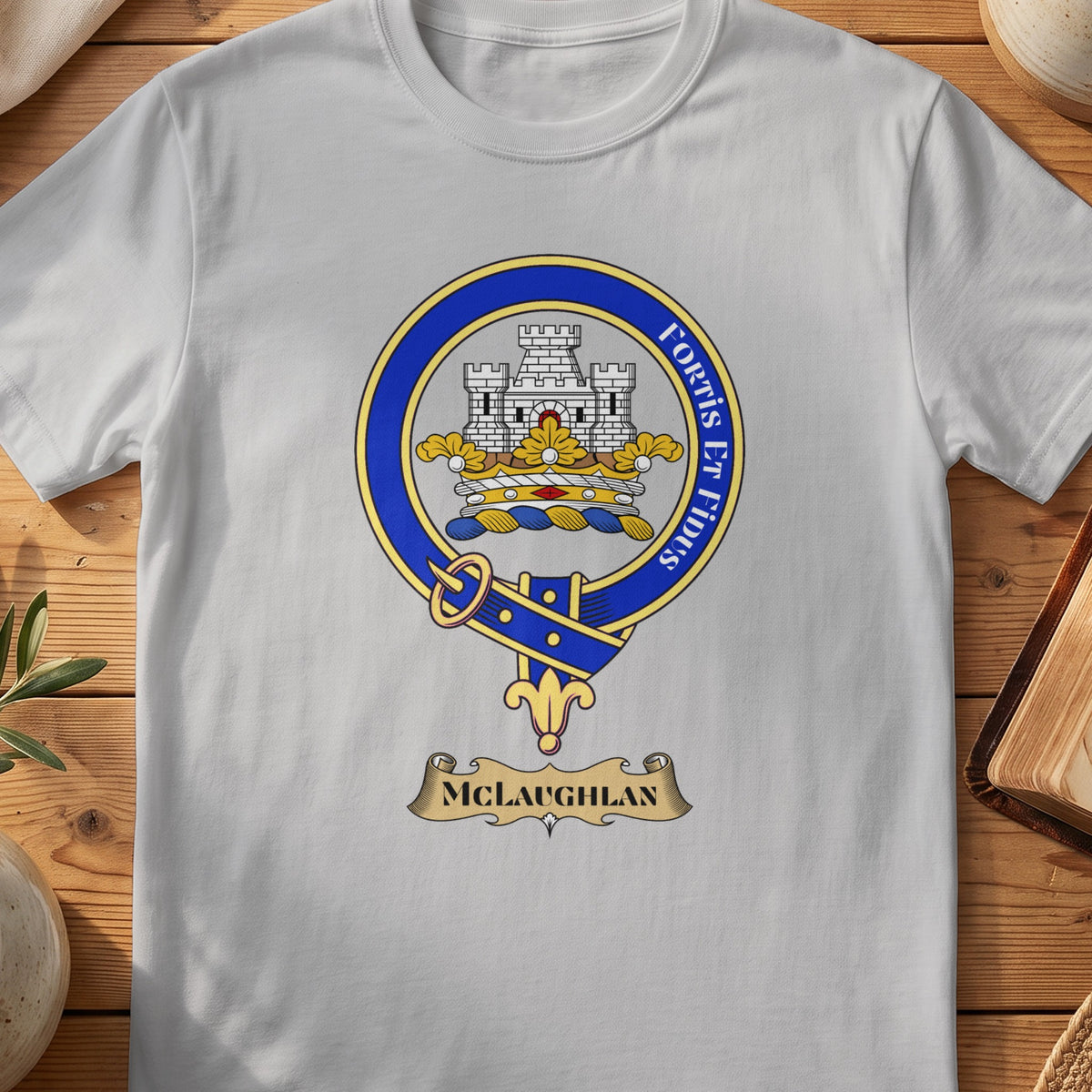 McLaughlan Scottish clan crest T-shirt in Sport Grey