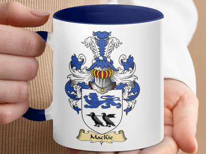 Mackie Coat of Arms Blue and White Accent Coffee Mug - Living Stone Gifts