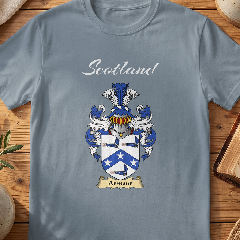 Armour Scottish family shield T-shirt in Stone Blue