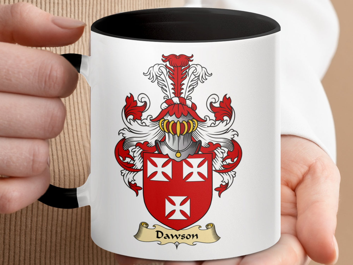 Clan Dawson Scottish coat of arms accent coffee mug - Living Stone Gifts