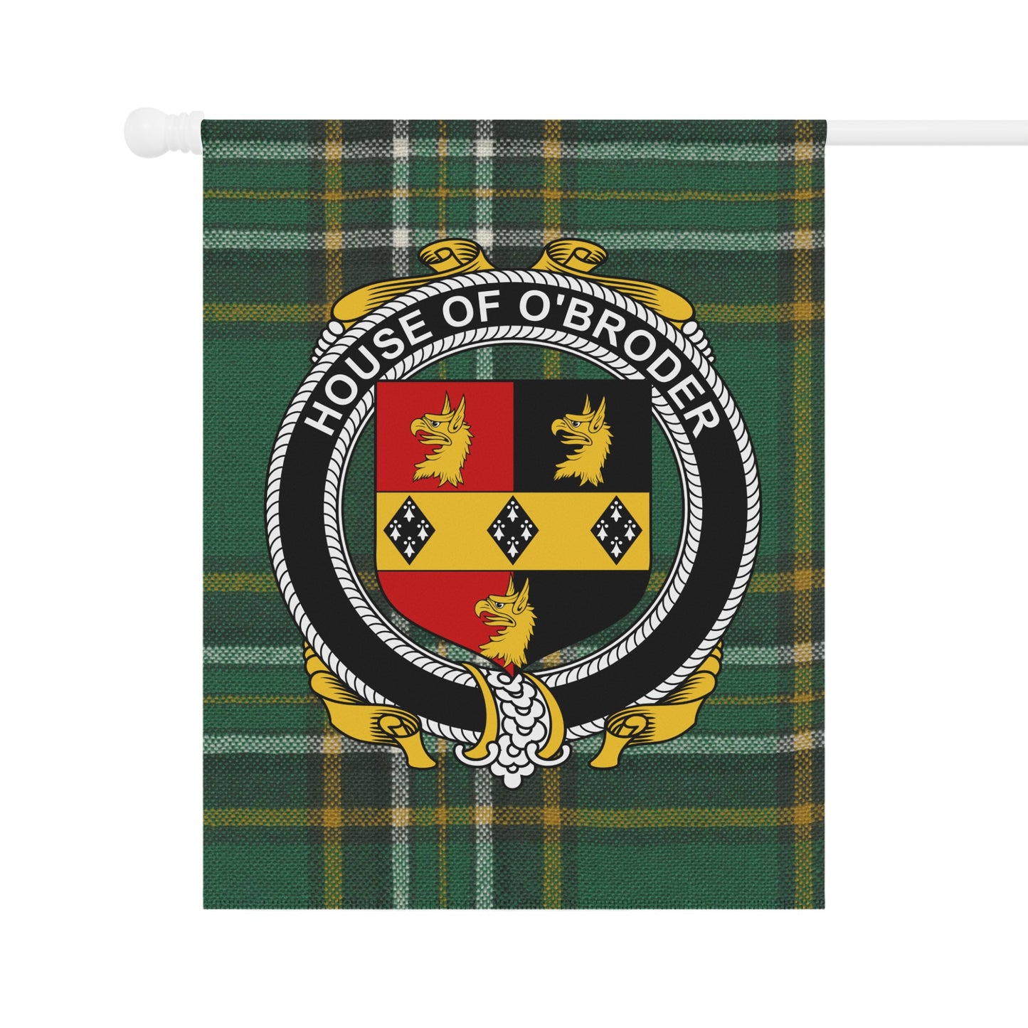 House of O'Broder Family Crest Plaid Flag