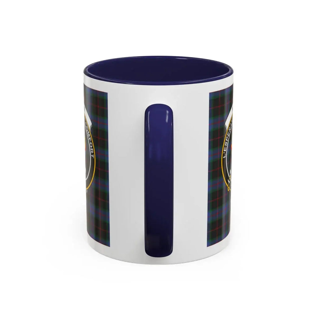 Nairn tartan accent mug with navy handle — 15 oz ceramic Scottish clan crest drinkware