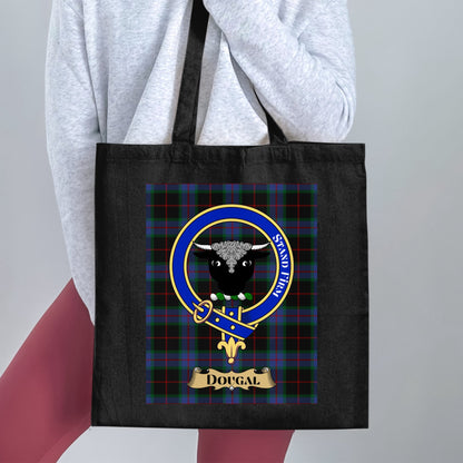 Dougal Clan Scottish Tartan Crest Stand Firm Tote Bag - Living Stone Gifts