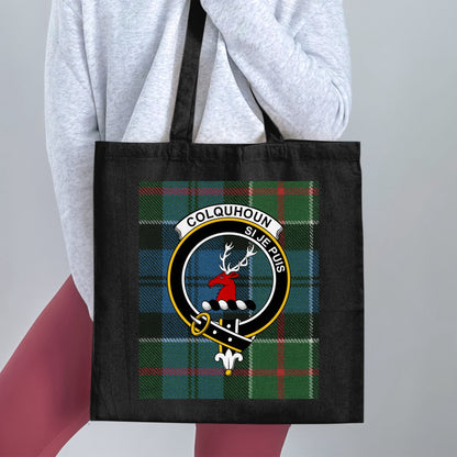 Colquhoun Clan Scottish Tartan Crest Tote Bag - Living Stone Gifts